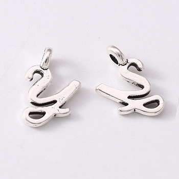 Tibetan Style Alloy Charms, Cadmium Free & Lead Free, Antique Silver, Letter.Y, Y: 12.5x8.5x1.5mm, Hole: 1.8mm