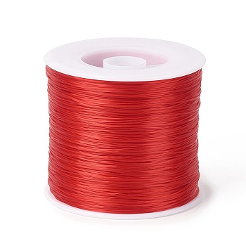 400M Flat Elastic Crystal String, Elastic Beading Thread, for Stretch Bracelet Making, Red, 0.2mm, 1mm wide, about 446.81 Yards(400m)/Roll