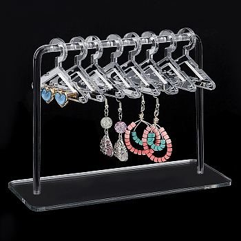 Elite 1 Set Acrylic Earring Display Stands, Coat Hanger Shape, Silver, Finished Product: 5.95x15x10.9cm, about 10pcs/set