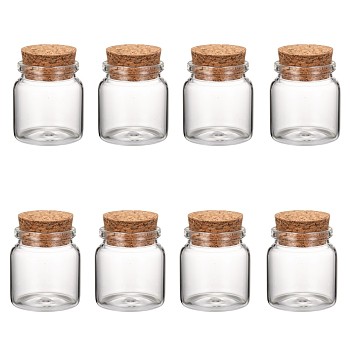 Glass Jar Glass Bottles Bead Containers, with Cork Stopper, Wishing Bottle, Clear, 50x47mm, Hole: 33mm, Capacity: 87ml(2.94 fl. oz)