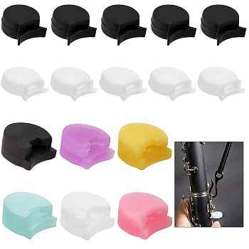 CHGCRAFT 6Pcs PE Plastic Thumb Rest Cushion, with 10Pcs Silicone Thumb Rest Cushion, Thumb Protector, for Clarinet, Oboe, Oval, Mixed Color, 19~21x18~20x9~12.5mm, Inner Diameter: 6.5~11x2~3mm