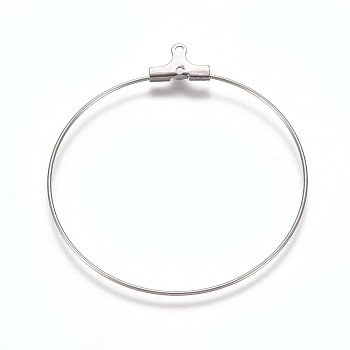 304 Stainless Steel Pendants, Hoop Earring Findings, Ring, Stainless Steel Color, 21 Gauge, 44.5x40.5x0.7mm, Hole: 1mm