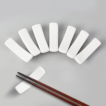 8Pcs Porcelain Chopstick Rest, Boat Shaped, White, 62x15x17mm