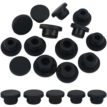 20Pcs 5 Style Silicone Hole Plugs, Snap in Hole Plugs, Post Pipe Insert End Caps, for Furniture Fencing, Round, Black, 24~27x13.5~15mm, 4pcs/style