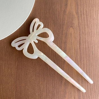 Cellulose Acetate Hair Forks, Hairpin Hair Accessory, Butterfly, Snow, 120mm