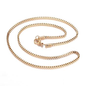 304 Stainless Steel Box Chain Necklaces, with Lobster Claw Clasps, Golden, 17.9 inch(45.5cm), 2mm