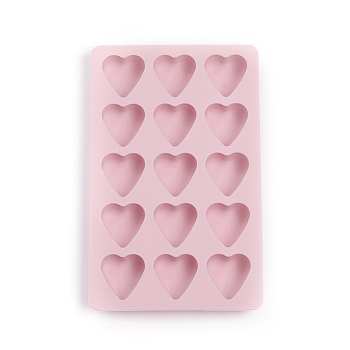 Food Grade Silicone Molds, Fondant Molds, Ice Cube Molds, For DIY Cake Decoration, Chocolate, Candy, UV Resin & Epoxy Resin Jewelry Making, Heart, Pink, 180x112x15.5mm, Heart: 28x28.5mm