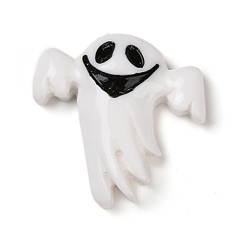 Ghost Halloween Opaque Resin Decoden Cabochons, Halloween Jewelry Craft, White, 29x29x7.5mm