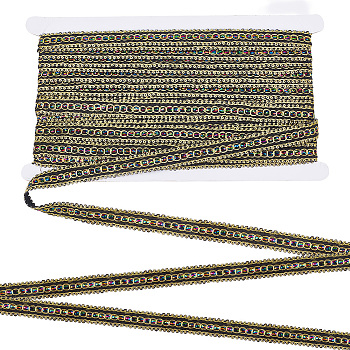 13.5M Metallic Lace Trims, for Sewing Decoration, Black, 1/2 inch(14mm), about 14.76 Yards(13.5m)/Strand
