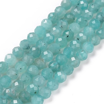 Natural Amazonite Beads Strands, Faceted, Round, 6mm, Hole: 0.9mm, about 68pcs/strand, 15.35 inch(39cm)