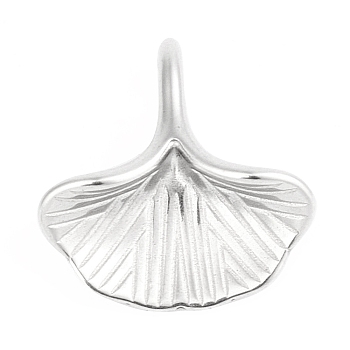 304 Stainless Steel Charms, Ginkgo Leaf, Stainless Steel Color, 13x12.5x4mm, Hole: 2x3.5mm