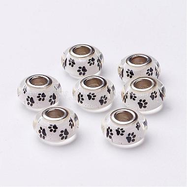 14mm White Rondelle Glass + Brass Core Beads