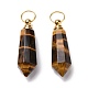 Natural Tiger Eye Openable Perfume Bottle Pointed Pendants(G-A026-03)-2