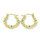 Ion Plating(IP) 304 Stainless Steel Twist Teardrop Hoop Earrings with Enamel for Women(EJEW-G293-18A-G)-1