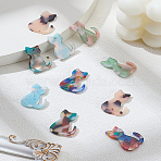 10Pcs 5 Colors Opaque Acrylic Pendants, Cat Shape Charms, Mixed Color, 24x17x2.5mm, Hole: 1.2mm, 2pcs/color(OACR-LP0001-09)
