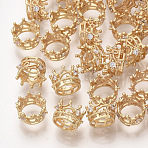 Brass with Cubic Zirconia European Beads, Large Hole Beads, Crown, Real 18K Gold Plated, 8x6mm, Hole: 6mm(X-KK-T035-122-G)