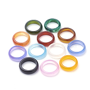 Natural Agate Rings, Mixed Color, Size 8(18mm)(X-G-S279-42)