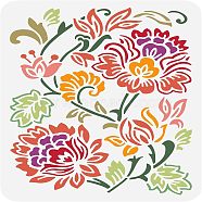Large Plastic Reusable Drawing Painting Stencils Templates, for Painting on Scrapbook Fabric Tiles Floor Furniture Wood, Rectangle, Flower Pattern, 297x210mm(DIY-WH0202-513)