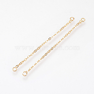Brass Chain Links connectors, Nickel Free, Real 18K Gold Plated, 35x3x1mm, Hole: 1.5mm(KK-Q735-162G)