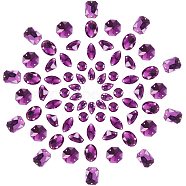 Sew on Rhinestone, Taiwan Acrylic Rhinestone, Two Holes, Garments Accessories, Flat Back and Faceted, Mixed Shapes, Purple, 5.4x5.3x2cm, 70pcs/box(ACRT-PH0001-06)