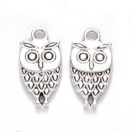 Tibetan Style Alloy Pendants, Owl, Cadmium Free & Lead Free, Antique Silver, 18x9x2mm, Hole: 1.8mm, about 1000pcs/1000g(TIBEP-S319-083AS-RS)