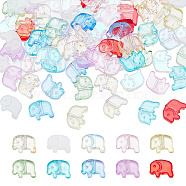 120Pcs 10 Colors Transparent Glass Beads, Elephant, Mixed Color, 10x12~13x3~4mm, Hole: 0.8~1mm, 12pcs/color(GLAA-DC0001-36)