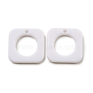Opaque Acrylic Pendants, Square Charms, White, 25x25x3.5mm, Hole: 2.5mm, about 333pcs/500g(SACR-L007-047)