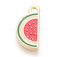 Alloy Enamel Pendants, Watermelon, Red, 17x8x2mm, Hole: 2mm(X-ENAM-Q425-26)