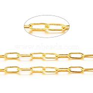 Brass Paperclip Chains, Flat Oval, Drawn Elongated Cable Chains, Soldered, Long-Lasting Plated, with Spool, Cadmium Free & Nickel Free & Lead Free, Golden, 6x2.6x0.4mm, about 16.4 Feet(5m)/roll(X-CHC-S008-001C-G)