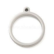 Non-Tarnish 304 Stainless Steel Laser Cut Pendants, Ring Charm, Stainless Steel Color, 22.5x20x3mm, Hole: 2mm(STAS-U009-06B-02)