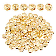 80Pcs Alloy Beads, Long-Lasting Plated, Flat Round with Evil Eye, Real 18K Gold Plated, 5.5x6x3mm, Hole: 1.5mm(FIND-GO0002-08)