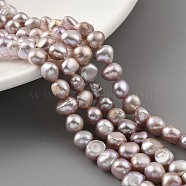 Natural Cultured Freshwater Pearl Beads Strands, Two Sides Polished, Thistle, 6~7mm, Hole: 0.5mm, about 25pcs/strand, 6.69''(17cm)(PEAR-A006-07D)