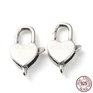 925 Thailand Sterling Silver Lobster Claw Clasps, with 925 Stamp, Heart, Antique Silver, 13.5x8x3mm, Hole: 1mm(STER-D003-06AS)