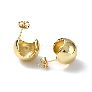 Brass Oval Dome Stud Earrings for Women, Real 18K Gold Plated, 16x14.5x15.5mm, Pin: 0.8mm(EJEW-P214-04G)
