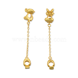 Brass Beads, with Chain, Cadmium Free & Nickel Free & Lead Free, Rabbit with Carrot, Real 18K Gold Plated, 55mm(KK-N232-430)