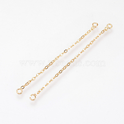 Brass Chain Links connectors, Nickel Free, Real 18K Gold Plated, 35x3x1mm, Hole: 1.5mm(KK-Q735-162G)