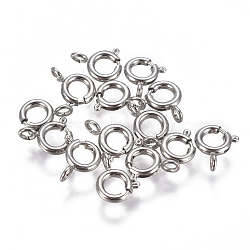 304 Stainless Steel Spring Ring Clasps, Stainless Steel Color, 6x1.6mm, Hole: 1.6mm(STAS-F224-02P-B)