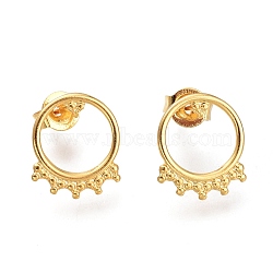 304 Stainless Steel Stud Earrings, with Ear Nuts, Ring, Golden, 12x10x0.8mm, Pin: 0.7mm(EJEW-H100-03G)