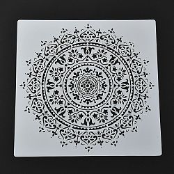 PET Drawing Stencil, Reusable Stencils for Paper Wall Fabric Floor Furniture Canvas Wood, Mandala Flower Pattern, White, 30x30x0.02cm(DIY-Z007-21A)