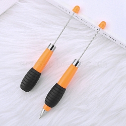 Plastic Retractable Ball-Point Pen, Beadable Pen, for DIY Personalized Pen with Jewelry Bead, Light Salmon, 147~175x20mm(AJEW-P122-A03)