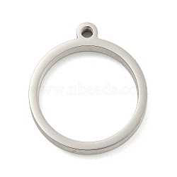 Non-Tarnish 304 Stainless Steel Laser Cut Pendants, Ring Charm, Stainless Steel Color, 22.5x20x3mm, Hole: 2mm(STAS-U009-06B-02)