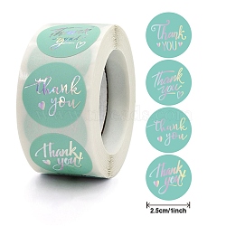Word Thank You Self Adhesive Paper Stickers, Gold Stamping Roll Sticker Labels, Gift Tag Stickers, Turquoise, 2.5x0.01cm, 500pc/roll(DIY-M023-01)