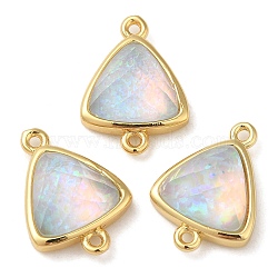 Synthetic Opal Connector Charms, Rack Plating Brass Triangle Links, Golden, Champagne Yellow, 17.5x12.5x6mm, Hole: 1.4mm(KK-S370-02G-02)