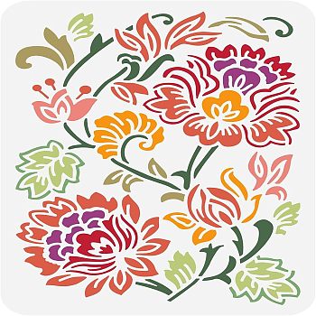 Large Plastic Reusable Drawing Painting Stencils Templates, for Painting on Scrapbook Fabric Tiles Floor Furniture Wood, Rectangle, Flower Pattern, 297x210mm