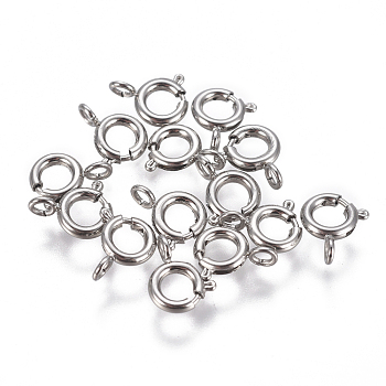 304 Stainless Steel Spring Ring Clasps, Stainless Steel Color, 6x1.6mm, Hole: 1.6mm