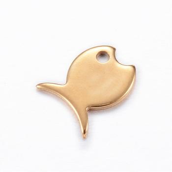 201 Stainless Steel Charms, Fish, Golden, 10.5x9x1mm, Hole: 1.5mm