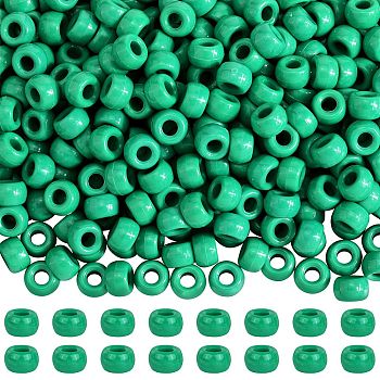 500Pcs Opaque Plastic Beads, Barrel, Green, 9x6mm, Hole: 3.8mm