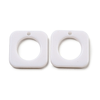 Opaque Acrylic Pendants, Square Charms, White, 25x25x3.5mm, Hole: 2.5mm, about 333pcs/500g