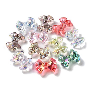 Transparent Acrylic Beads, Bowknot, Mixed Color, 22x29x10mm, Hole: 2mm
