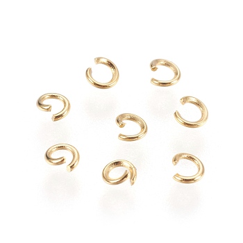 304 Stainless Steel Open Jump Rings, 18K Gold Plated, 22 Gauge, 3x0.6mm, Inner Diameter: 1.6mm, about 1500pcs/bag